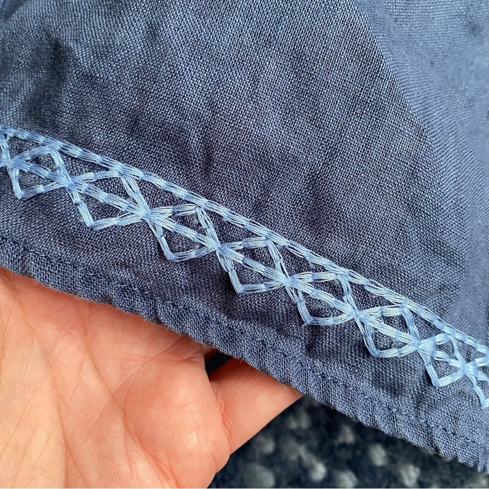 💙 GERRY WEBER NAVY EMBROIDERED LINEN BEACH COVERUP! - Picture 8 of 14